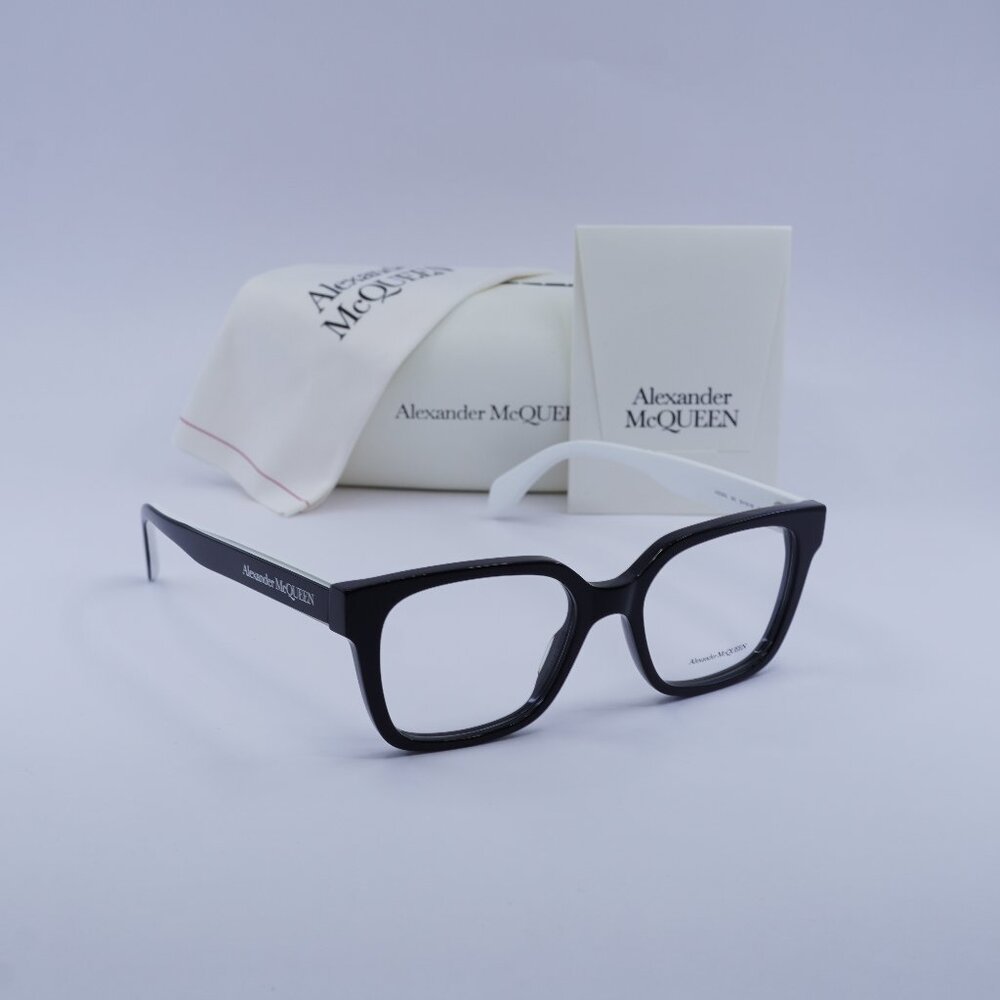 Alexander McQueen AM0358O 003 Square Eyeglasses 52mm - White/Black